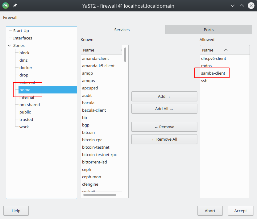 Image of firewall settings and zones