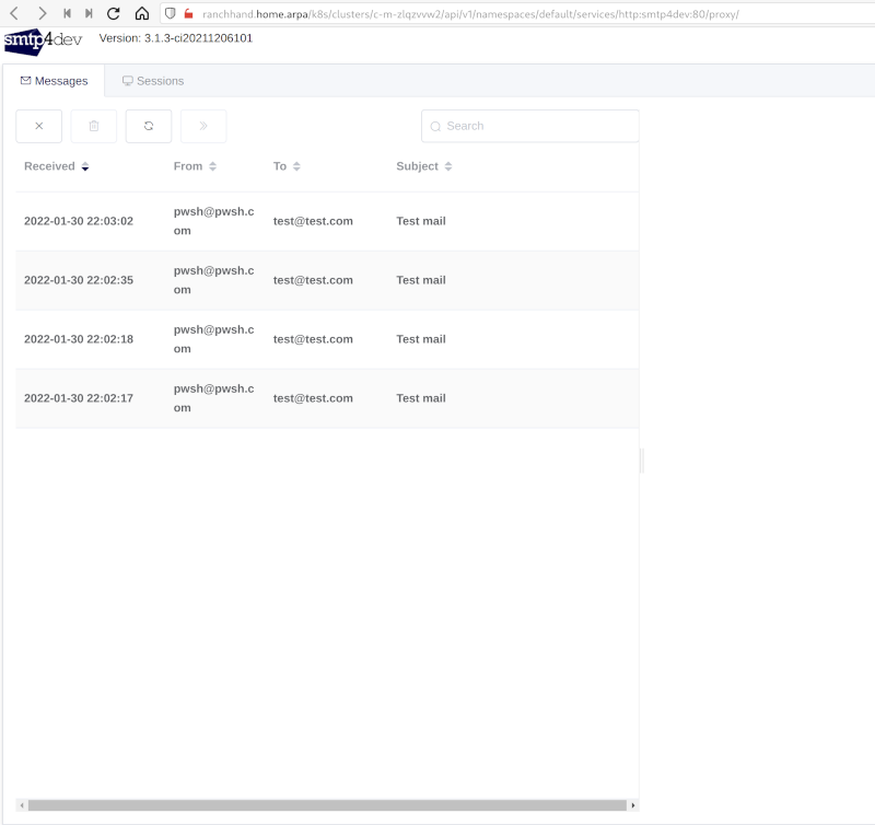 Image of smtp4dev test email in web interface