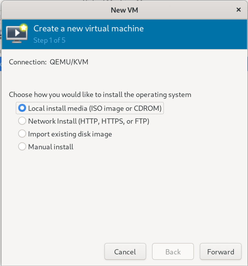 virt manager new vm