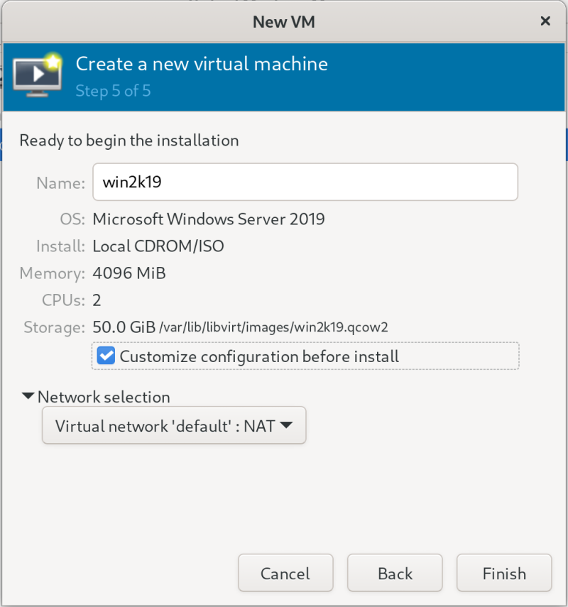 finishing initial vm config