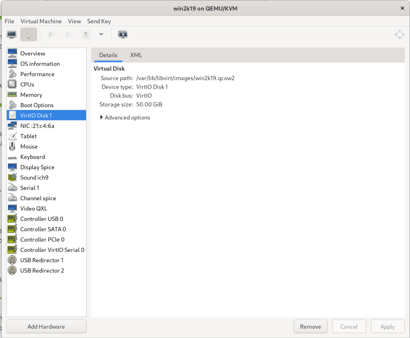 showing the disk path