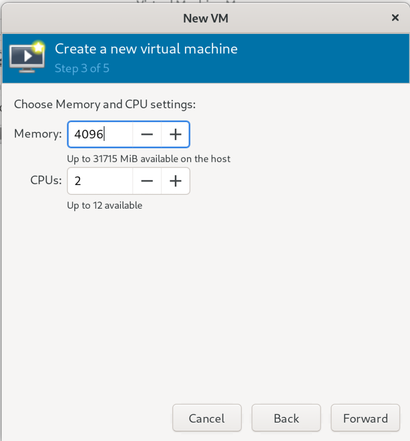 setting RAM and CPU